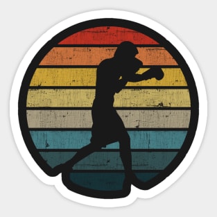 Boxing Boxer Silhouette On A Distressed Retro Sunset design Sticker